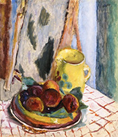 Still Life with Peaches and Yellow Pot By Pierre Bonnard