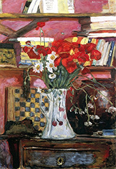 Vase of Flowers and Checkers 1912 By Pierre Bonnard