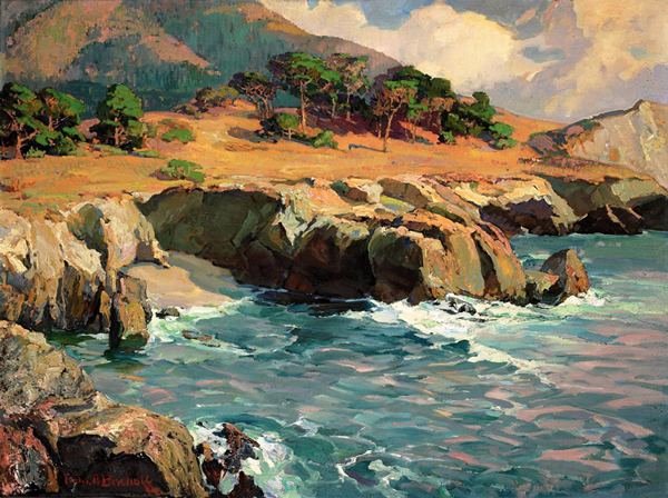 Carmel Rocks at Sunset by Franz Bischoff | Oil Painting Reproduction