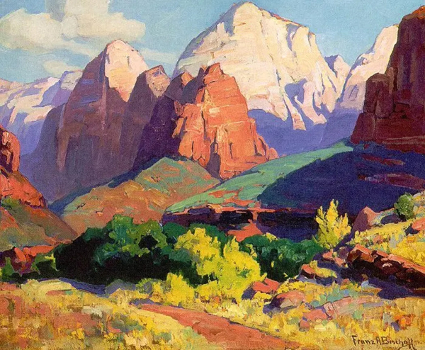 Mountains Zion Park by Franz Bischoff | Oil Painting Reproduction