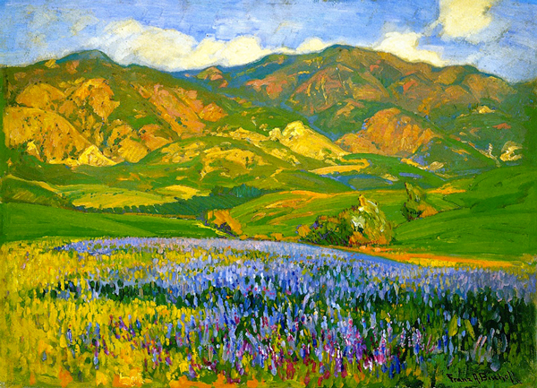 San Fernando Valley Lupines by Franz Bischoff | Oil Painting Reproduction