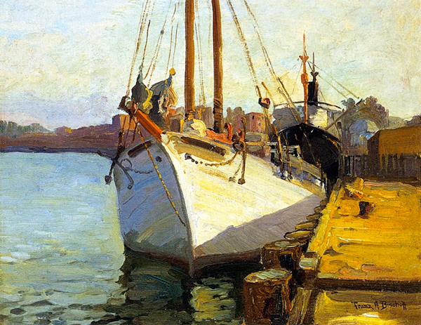 San Pedro Harbor by Franz Bischoff | Oil Painting Reproduction