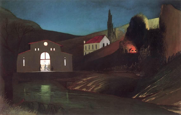 Electric Station at Jajce at Night | Oil Painting Reproduction