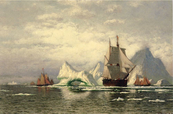 Arctic Whaler Homeward Bound Among the Icebergs | Oil Painting Reproduction