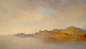 Rocky Shoreline Under a Cloudy Sky By William Bradford