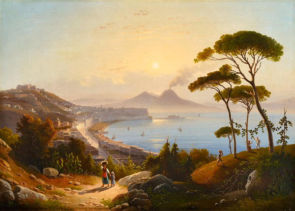 View of the Gulf of Naples by August Ahlborn | Oil Painting Reproduction