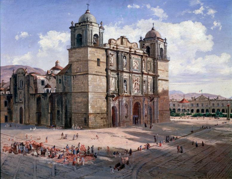 View of the Cathedral of Oaxaca Mexico | Oil Painting Reproduction