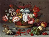 Basket of Flowers c1622 By Balthasar van der Ast