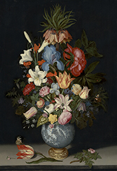 Bouquet in a Wan Li Vase with a Gilt Mount By Balthasar van der Ast