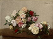 Roses in a Bowl and Dish By Henri Fantin-Latour