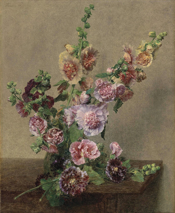 Hollyhocks 1889 by Henri Fantin-Latour | Oil Painting Reproduction