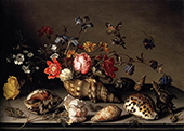 Still Life of Flowers Shells and Insects c1635 By Balthasar van der Ast