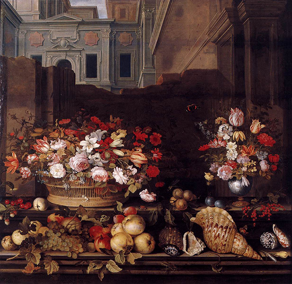 Still Life with Flowers Fruit and Shells c1640 | Oil Painting Reproduction