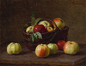 Apples in a Basket on a Table By Henri Fantin-Latour
