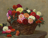 Basket of Dahlias By Henri Fantin-Latour