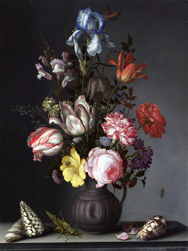 Flowers in a Vase with Shells and Insects | Oil Painting Reproduction