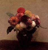 Dahlias Queens Daisies Roses and Corn Flowers I By Henri Fantin-Latour