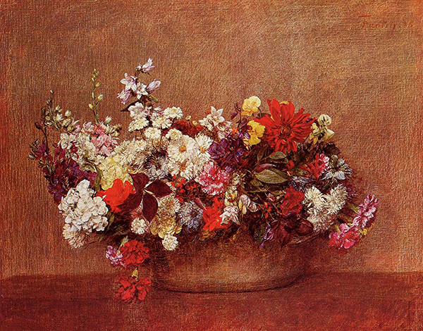 Flowers in a Bowl by Henri Fantin-Latour | Oil Painting Reproduction