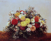 Large Vase of Dahlias and Assorted Flowers By Henri Fantin-Latour