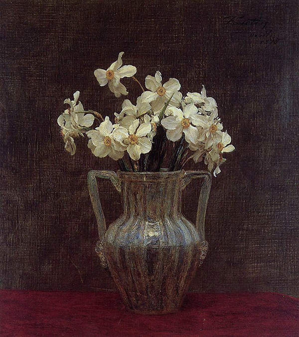 Narcisses in an Opaline Glass Vase | Oil Painting Reproduction