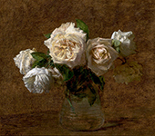 Six Yellow Roses in a Glass Vase By Henri Fantin-Latour