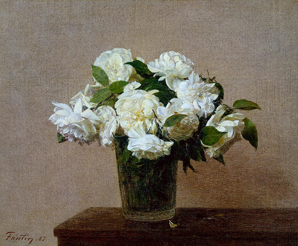 White Roses in a Vase by Henri Fantin-Latour | Oil Painting Reproduction