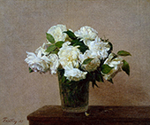 White Roses in a Vase By Henri Fantin-Latour