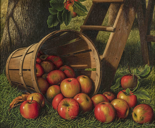 A Basket of Apples by Levi Wells Prentice | Oil Painting Reproduction