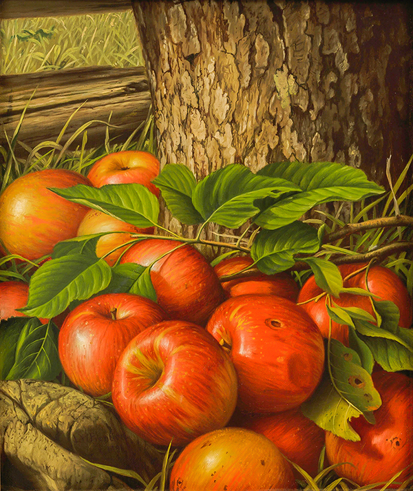 Apples and Tree Trunk by Levi Wells Prentice | Oil Painting Reproduction