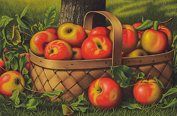 Apples in a Basket by Levi Wells Prentice | Oil Painting Reproduction