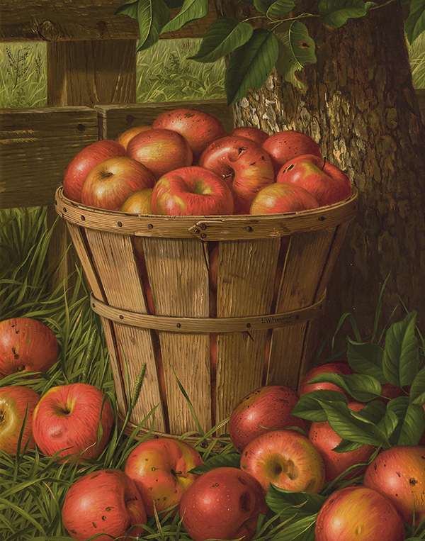 Basket of Apples 1891 by Levi Wells Prentice | Oil Painting Reproduction