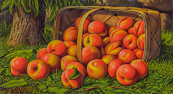 Basket of Peaches by Levi Wells Prentice | Oil Painting Reproduction