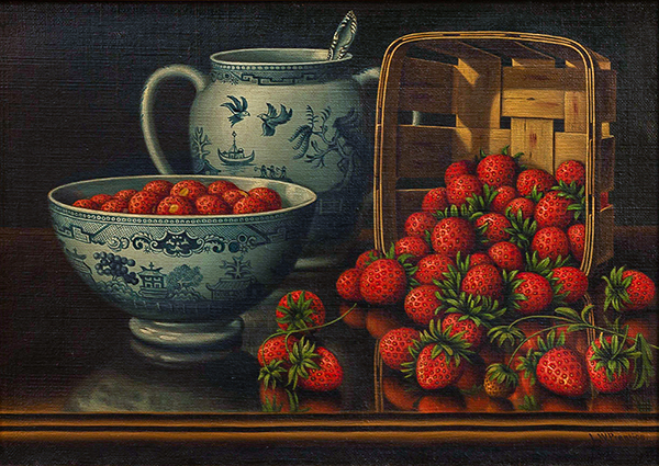 Basket of Strawberries with Chinese Porcelain | Oil Painting Reproduction