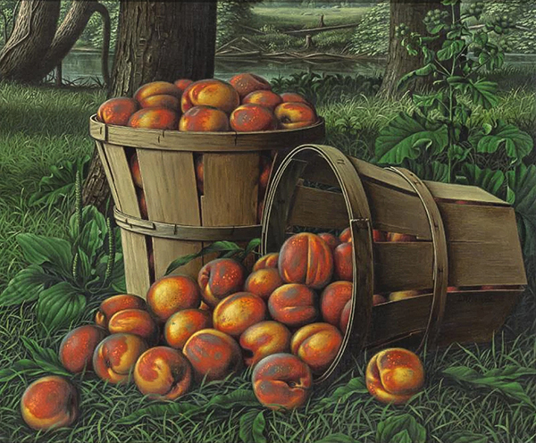 Baskets of Peaches by Levi Wells Prentice | Oil Painting Reproduction