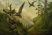 Birds of Prey and Mountain Goats in a Canyon Landscape By Levi Wells Prentice