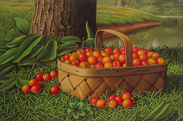 Cherries in a Basket by Levi Wells Prentice | Oil Painting Reproduction