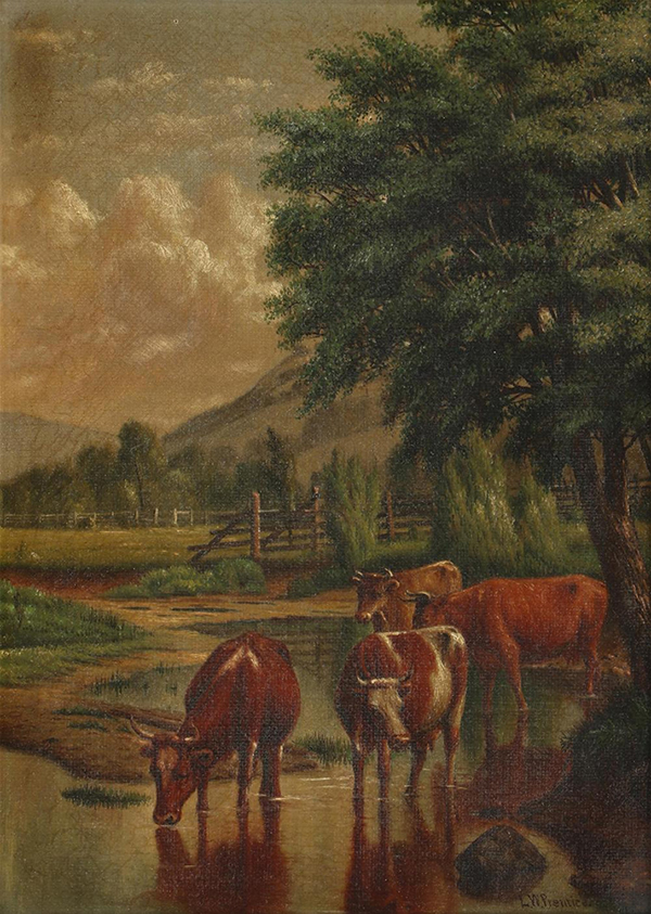 Cows Watering at a Stream | Oil Painting Reproduction