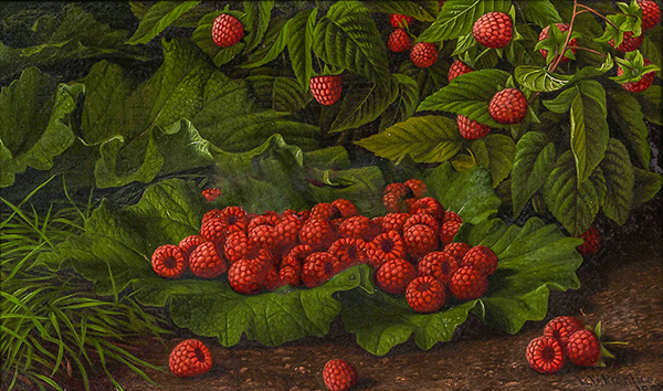 Raspberries and Leaves by Levi Wells Prentice | Oil Painting Reproduction