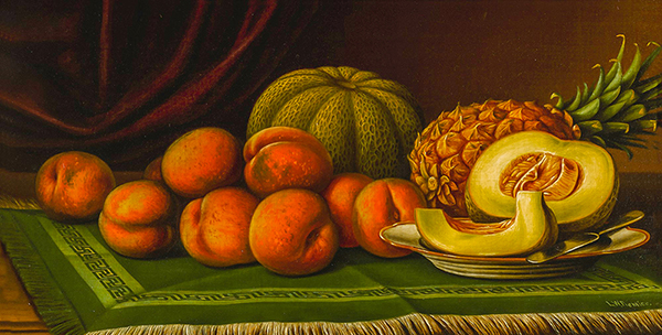 Still Life of Peaches, Cantaloupe and Pineapple | Oil Painting Reproduction