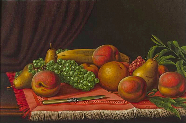 Still Life with Peaches, Pears and Grapes on a Table | Oil Painting Reproduction