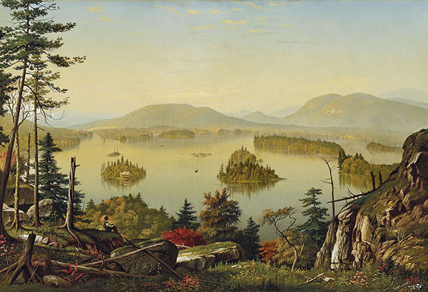 View of Blue Mountain Lake 1877 | Oil Painting Reproduction