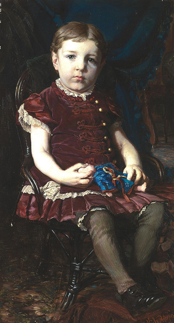 A Girl with a Doll by Niels Pedersen Mols | Oil Painting Reproduction