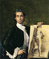 Self Portrait Holding an Academic Study By Luis Melendez