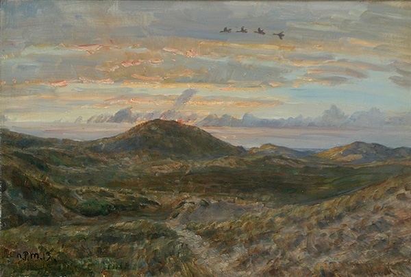 A Hilly Landscape at Sunset | Oil Painting Reproduction