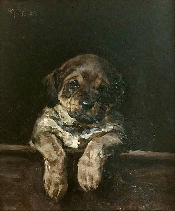 A Puppy by Niels Pedersen Mols | Oil Painting Reproduction