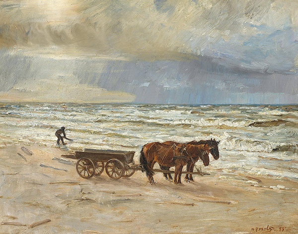 Collecting Driftwood on the Beach at Kandestederne | Oil Painting Reproduction