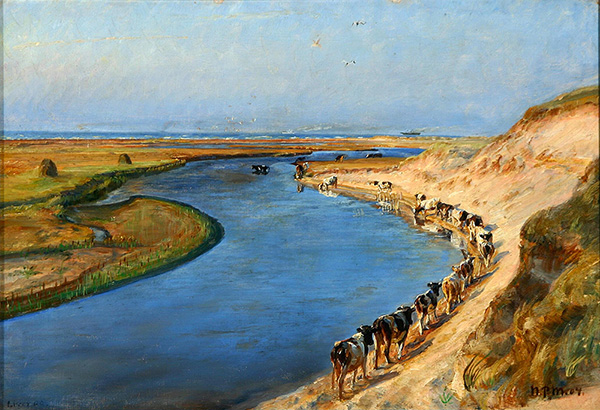 Cows Grazing at Liver Aa | Oil Painting Reproduction