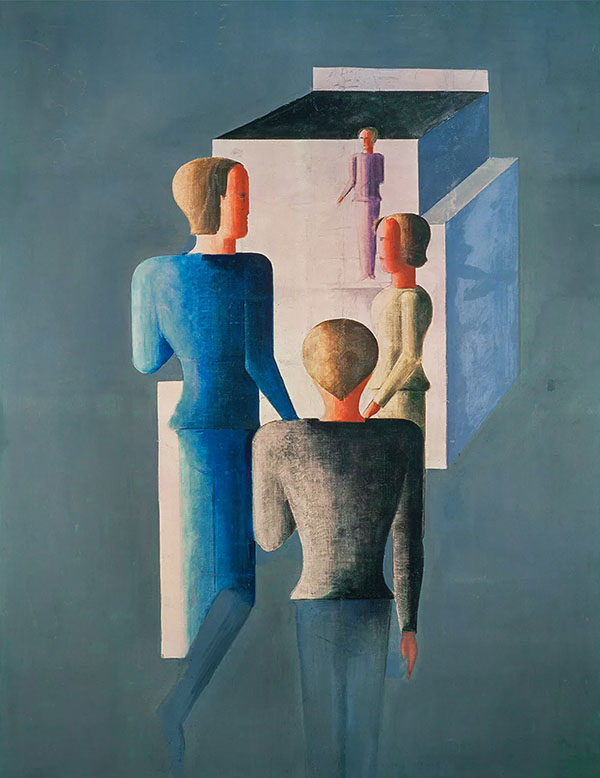 Four Figures and Cube by Oskar Schlemmer | Oil Painting Reproduction