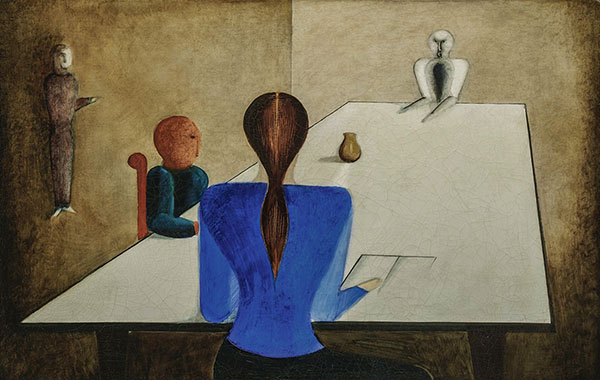 Group at Table by Oskar Schlemmer | Oil Painting Reproduction