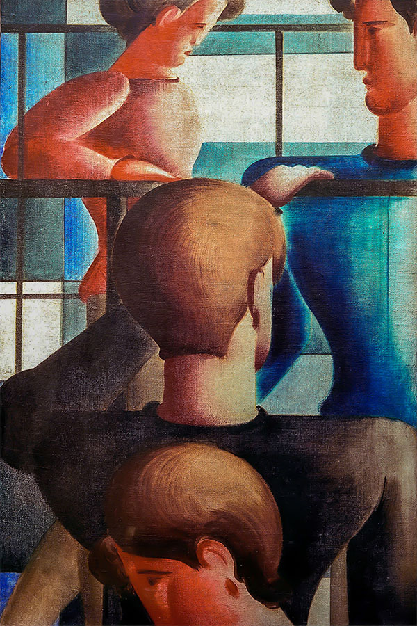 Group at the Railing I by Oskar Schlemmer | Oil Painting Reproduction